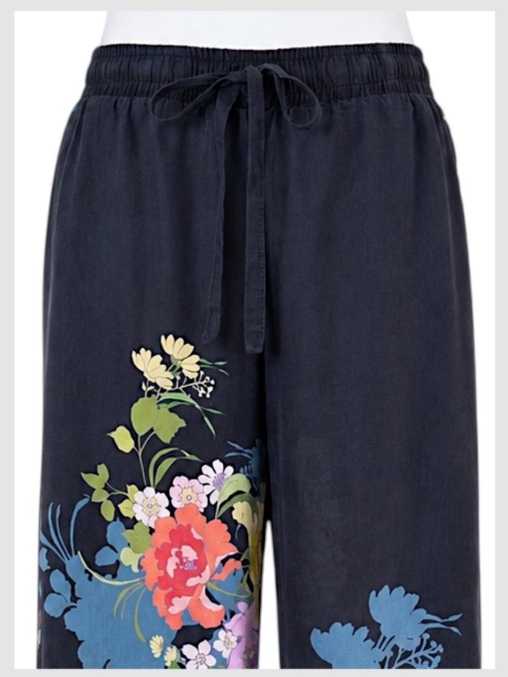 Johnny Was FUBU Pants Black Multicolor Floral Wide Leg Size S - Picture 3 of 8